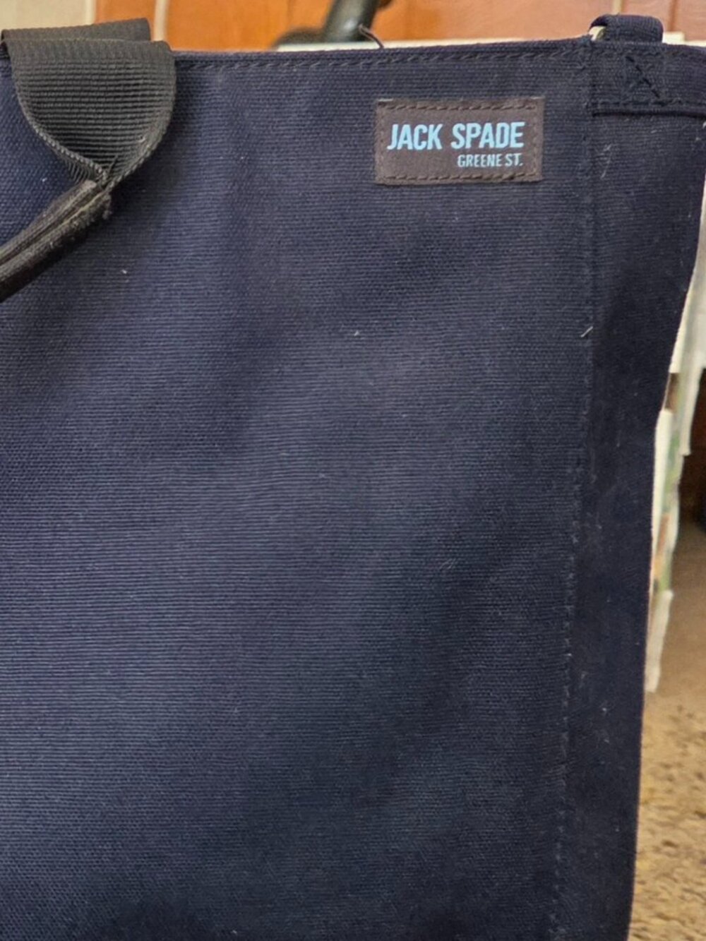 Jack Spade Greene St. Canvas Navy Blue Tote Bag. NWT.